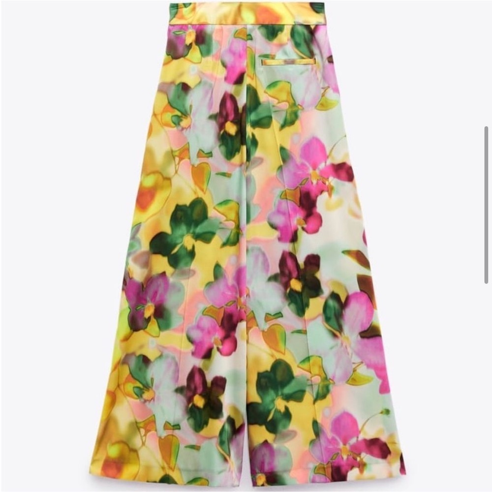 Zara Floral Wide Leg Pants - Picture 4 of 5